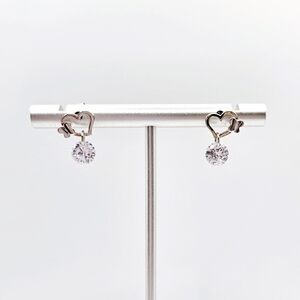 Sterling Heart Butterfly and Diamond CZ Dainty Petite Post Dangle Earrings New